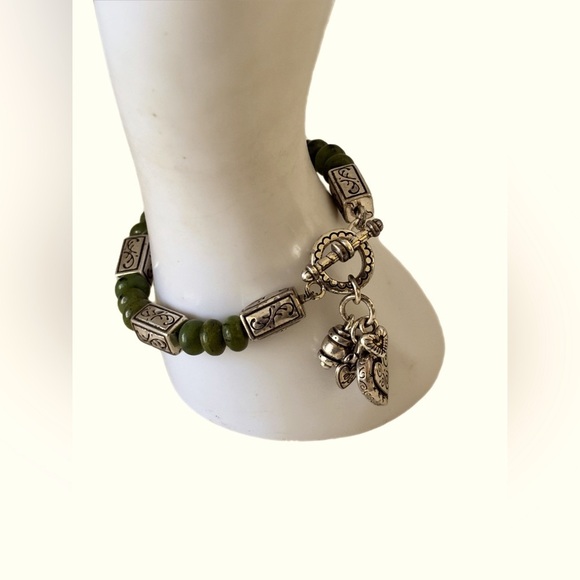 Brighton Silver & Jade Heart Bracelet.  Excellent Condition - Picture 2 of 8